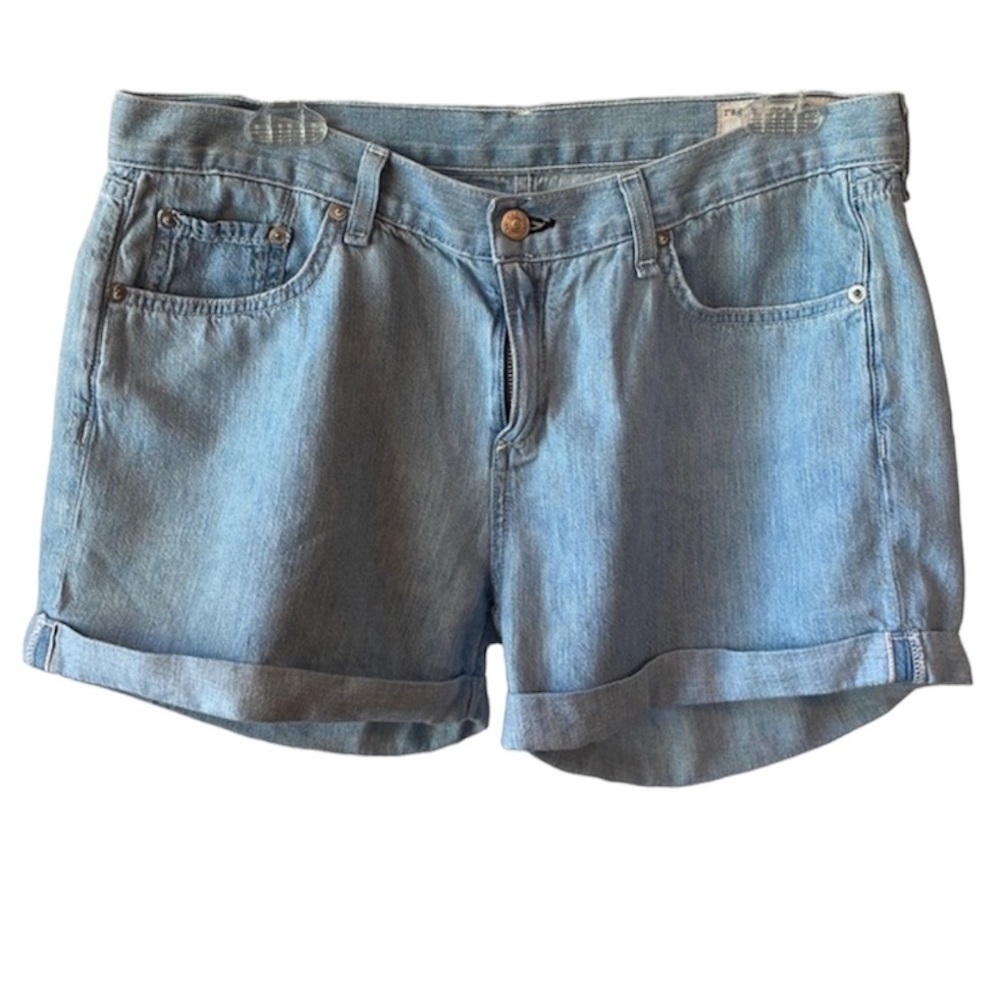 rag & bone cuffed denim light wash cotton shorts in moonshine sz 28